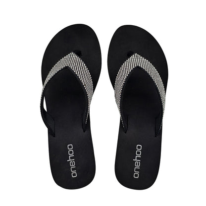 Rhinestone Wedge Flip Flops – 2.17 inch Subtle Lift, All-Day Comfort
