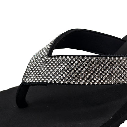 Rhinestone Wedge Flip Flops – 2.17 inch Subtle Lift, All-Day Comfort