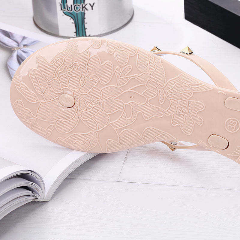 Women Jelly Sandals Rivets Flip Flops