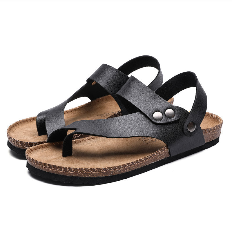 Men Women Cork Toe Flip Flop Flat Sandals