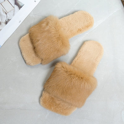 Women Fur Slippers House Sandals Fashion