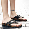 Men Genuine Leather Beach Flip Flops