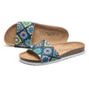 Women Slide Cork Sandals Retro Print Slippers