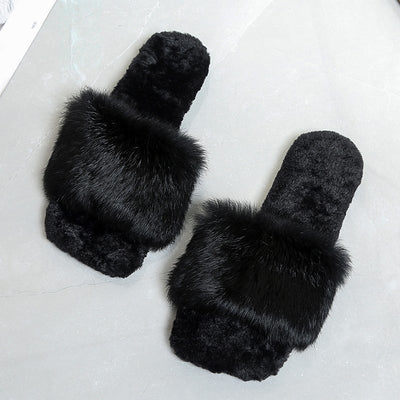 Women Fur Slippers House Sandals Fashion