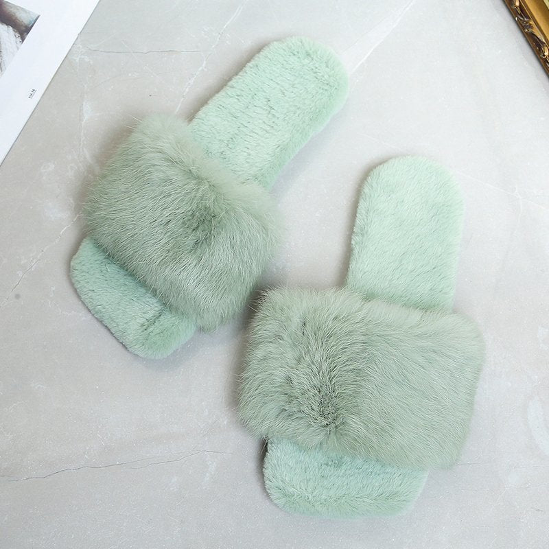 Women Fur Slippers House Sandals Fashion