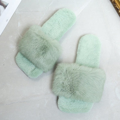 Women Fur Slippers House Sandals Fashion