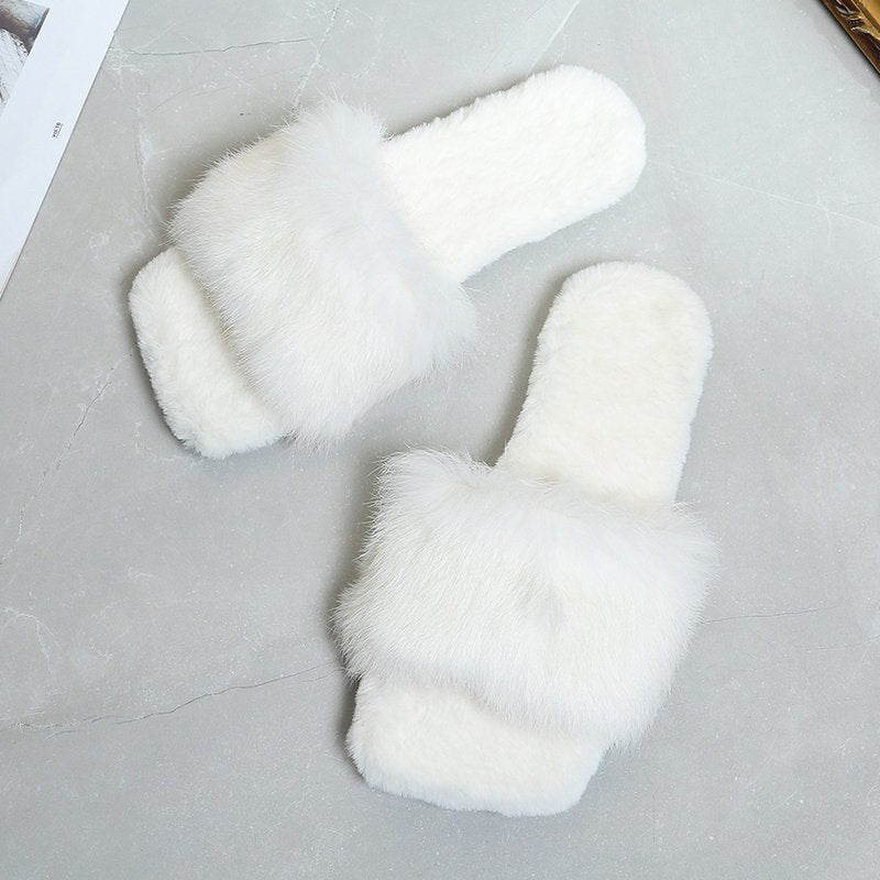 Women Fur Slippers House Sandals Fashion