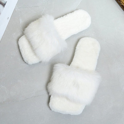 Women Fur Slippers House Sandals Fashion