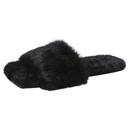 Women Fur Slippers House Sandals Fashion
