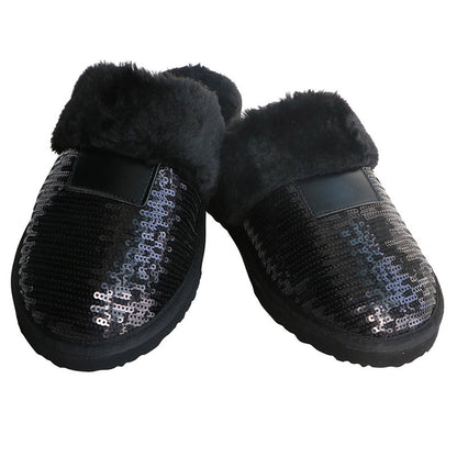 Women's Black Slippers Closed toe Winter Sandals