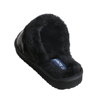 Women's Black Slippers Closed toe Winter Sandals
