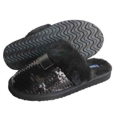 Women's Black Slippers Closed toe 2022 Winter Sandals