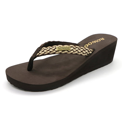 Women's Flip Flops Platform Wedge Weaving Sling Summer Sandals