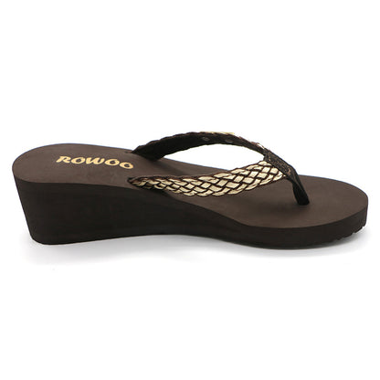 Women's Flip Flops Platform Wedge Weaving Sling Summer Sandals