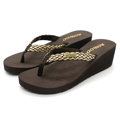 Women's Flip Flops Platform Wedge Weaving Sling 2022 Summer Sandals