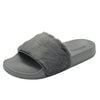 Women's Slip on Faux Fur Trim 2022 Flat Slide Slipper Sandals