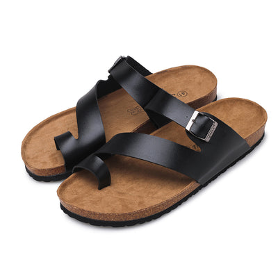 Men Women Cork Toe Ring Sandals