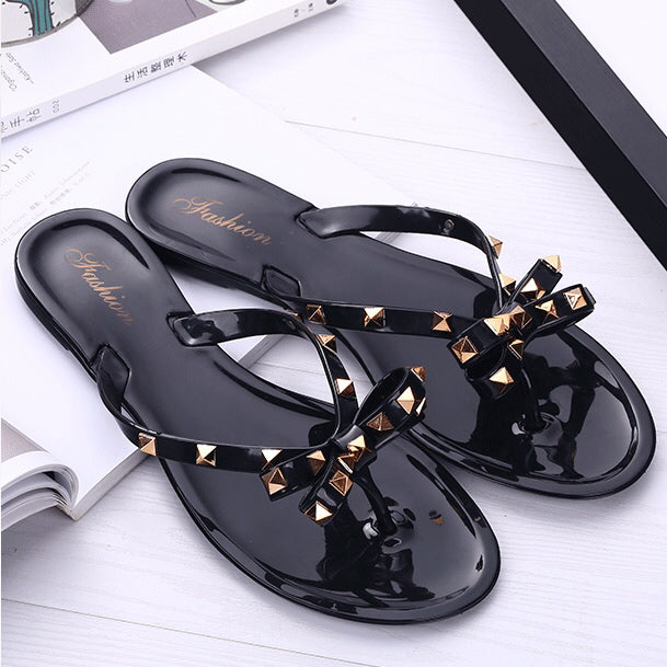 Women Jelly Sandals Rivets Flip Flops