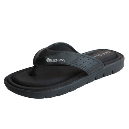 Men's Flip Flops Black Memory Foam Summer Sandals