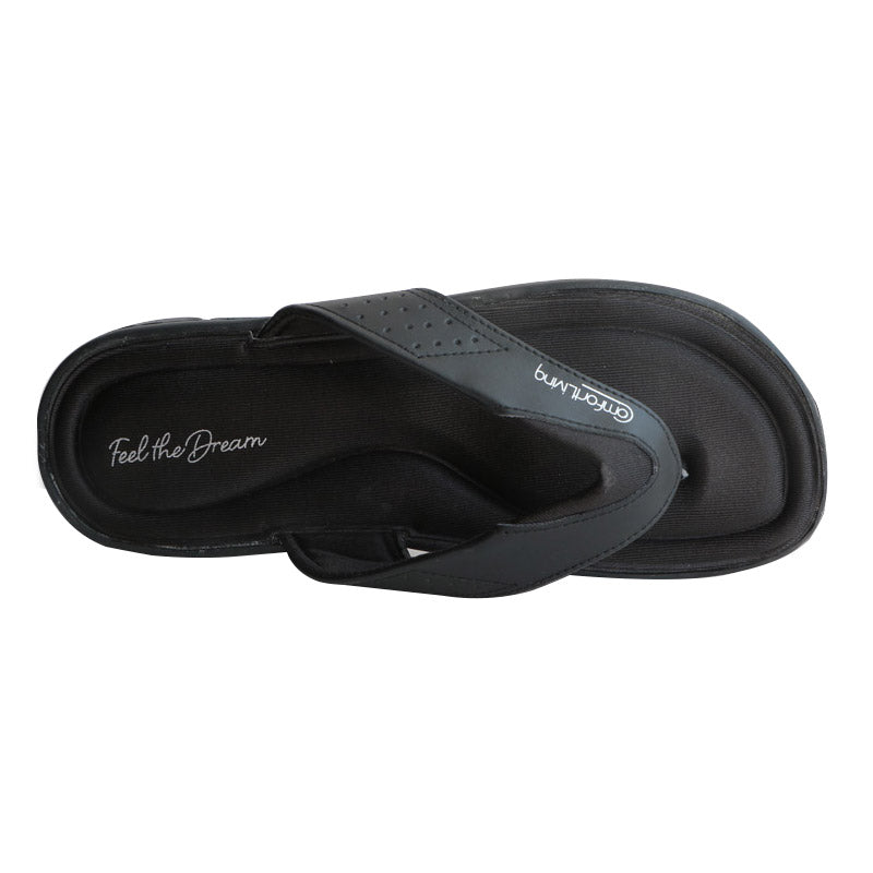 Men's Flip Flops Black Memory Foam Summer Sandals