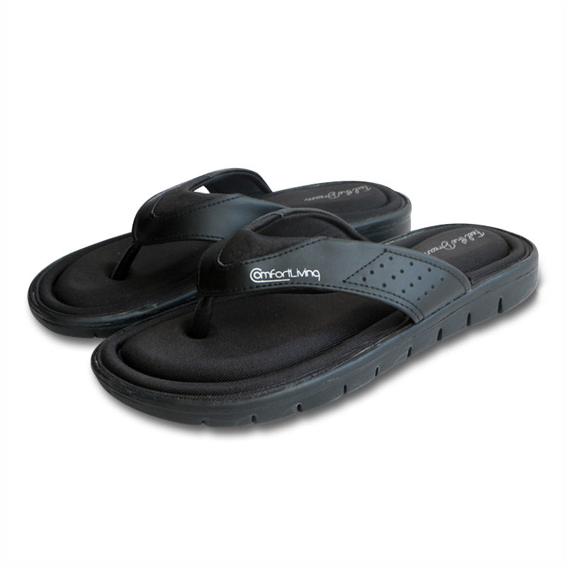 Men's Flip Flops Black Memory Foam Summer Sandals