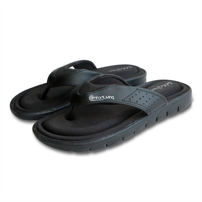Men's Flip Flops Black Memory Foam Summer Sandals