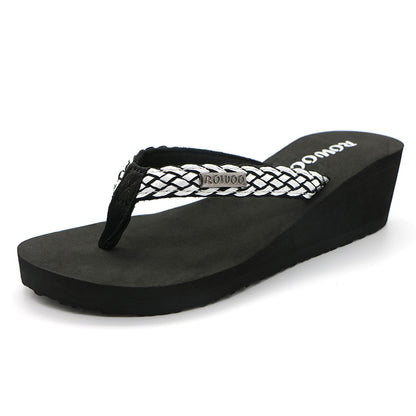 Women's Flip Flops Platform Wedge Weaving Sling Summer Sandals