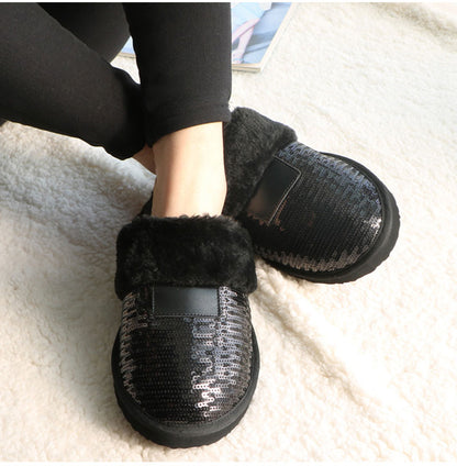 Women's Black Slippers Closed toe Winter Sandals