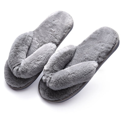 Women Fur Slippers House Flip Flops Winter